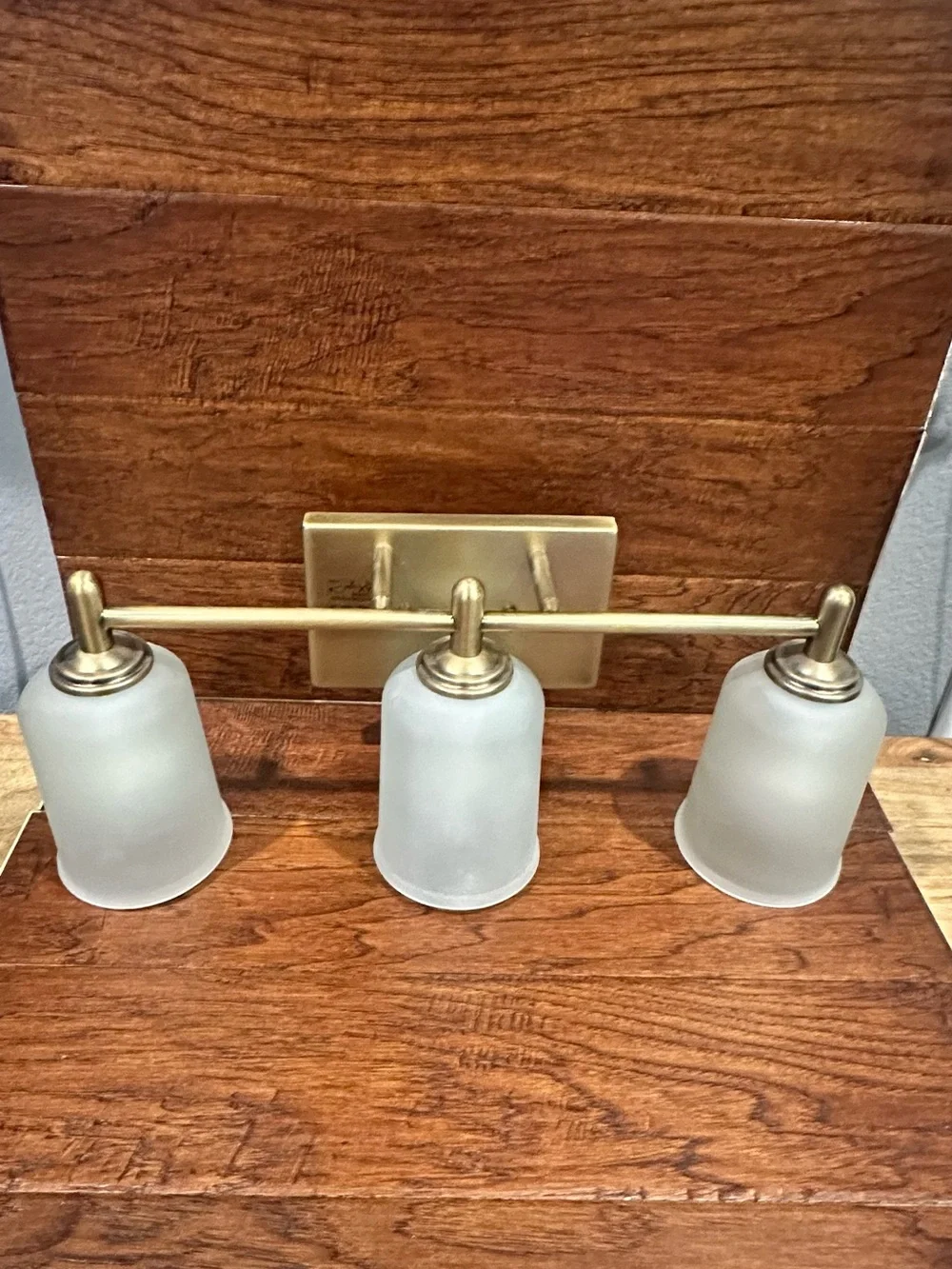 3-Light Frosted Glass Vanity Light in Brushed Brass